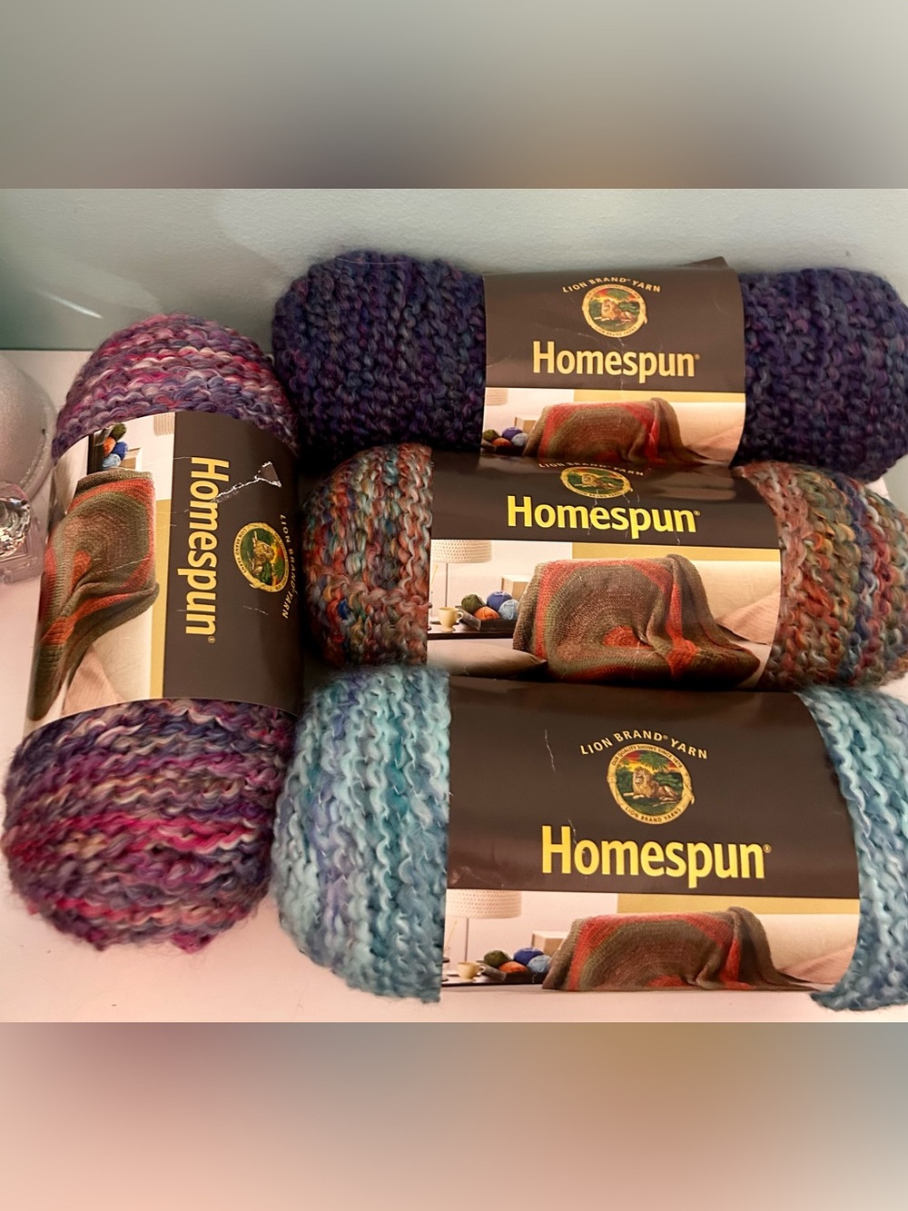 Lion Brand Homespun Yarn Lot Waterfalls Barrington Berries Desert